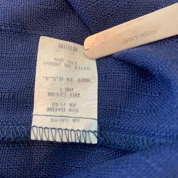 Vintage Blue Skirt Top Matching Set Vintage Rayon Flax Small - Picture 8 of 12